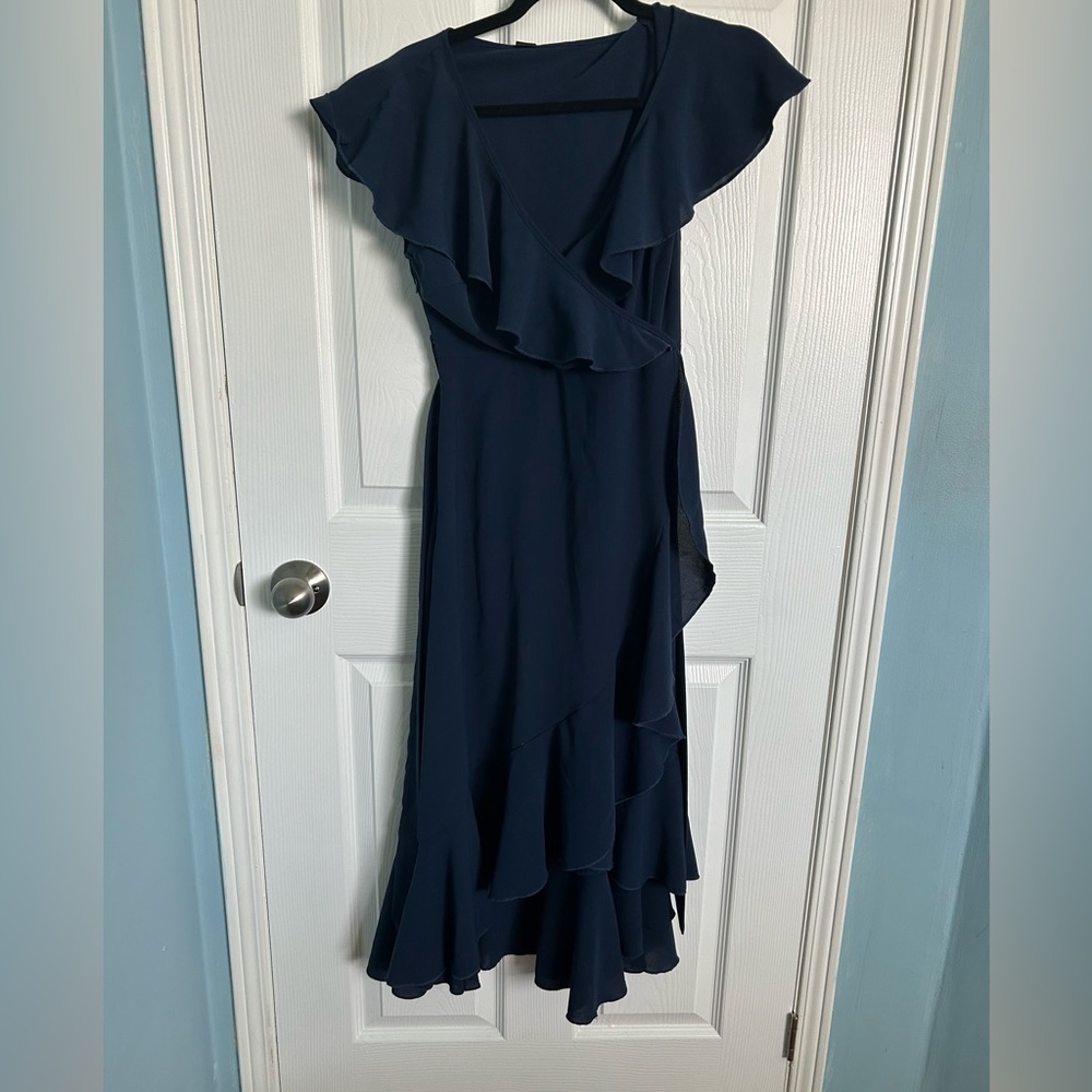 Elegant Navy Blue Ruffle Dress